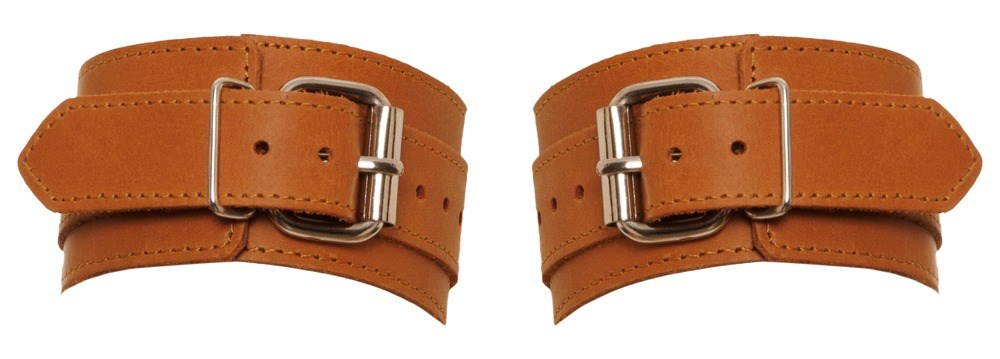 Brown Leather Wrist Cuffs