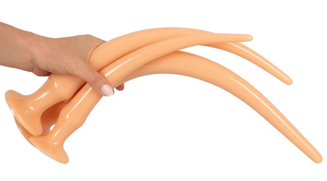 Super Long Flexible Butt Plug Set - skin-coloured light