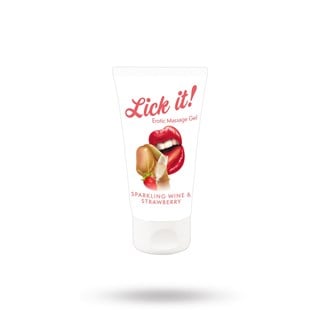 Lick It! Eroottinen Hierontageeli Kuohuviini & Mansikka - 50 Ml