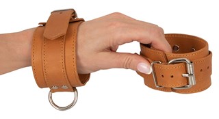 Brown Leather Wrist Cuffs