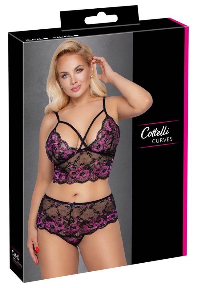 Lace Bra Set - Black & Purple