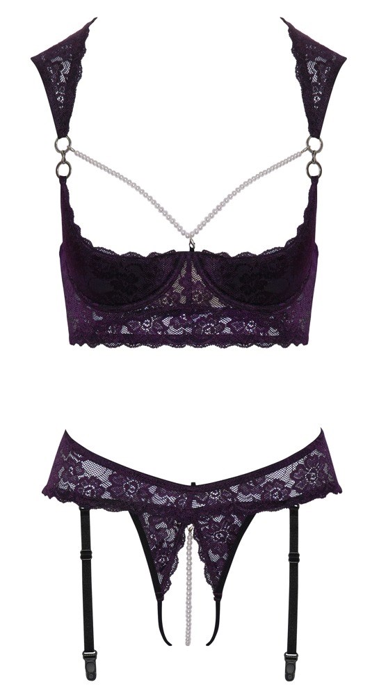 Set with Longline shelf bra and suspender thong