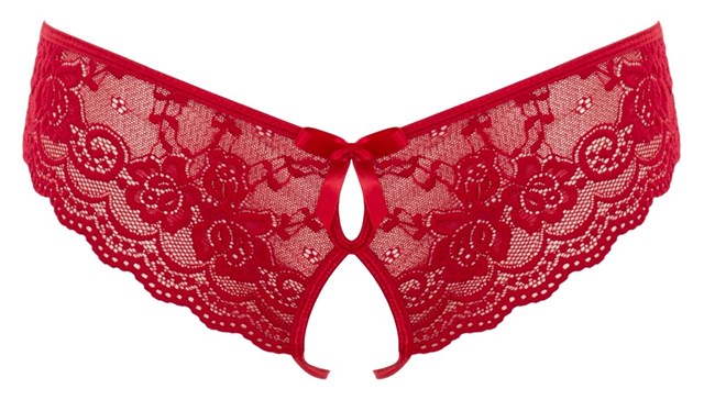 Crotchless Lace Slip - Punainen