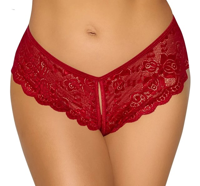 Red crotchless lace  panty