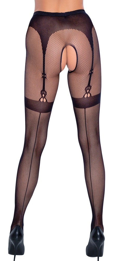 Crotchless Tights One Size - Musta