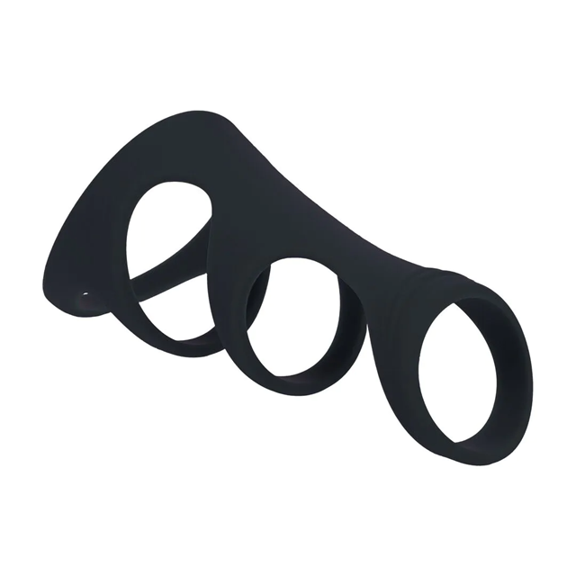 3 Loop Silicone Cockring - Black