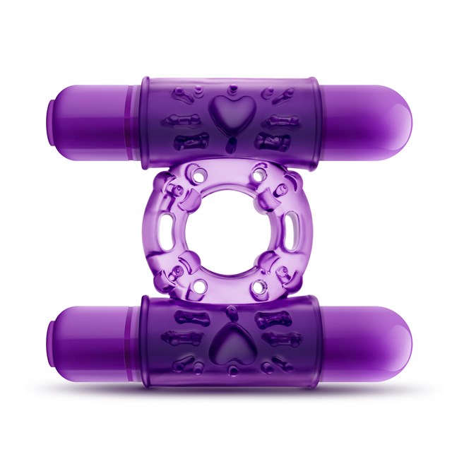 Play With Me Double Purple Play - värisevä penisrengas