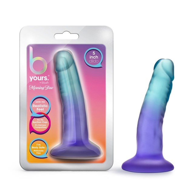 B YOURS – MORNING DEW 5 INCH DILDO – SAPPHIRE