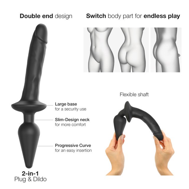 SWITCH PLUG-IN REALISTIC DILDO BLACK - L