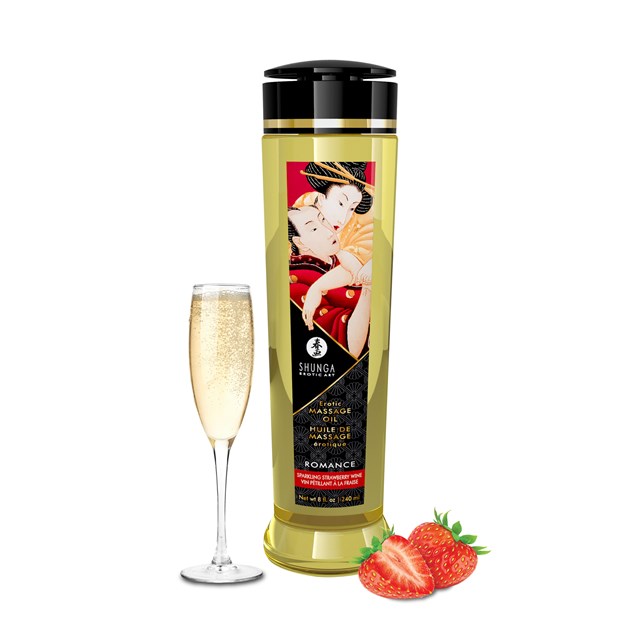 Eroottinen Hierontaöljy - ROMANCE Sparkling Strawberry Wine 240ML