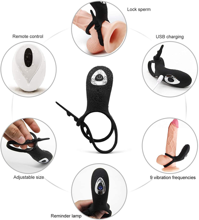 Adjustable Double Penis Ring With Remote