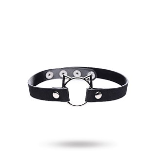 Kinky Kitty Ring Slim Choker - Black