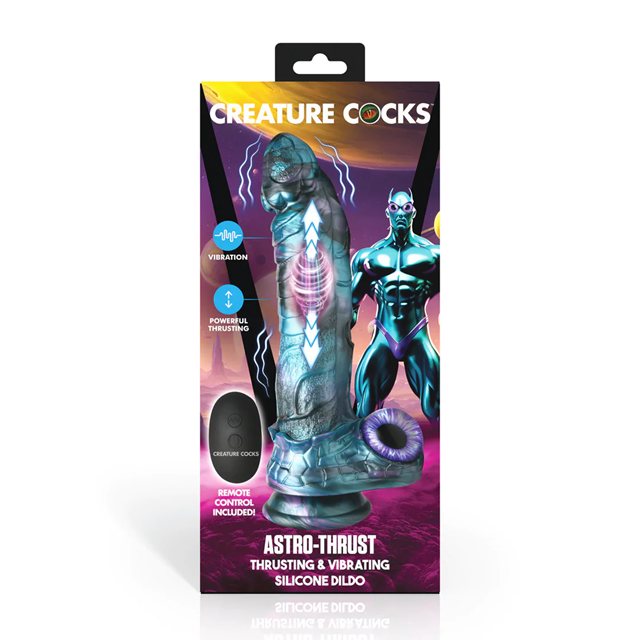 Astro-Thrust - Thrusting and Vibrating Silicone Dildo - Blue/Purple