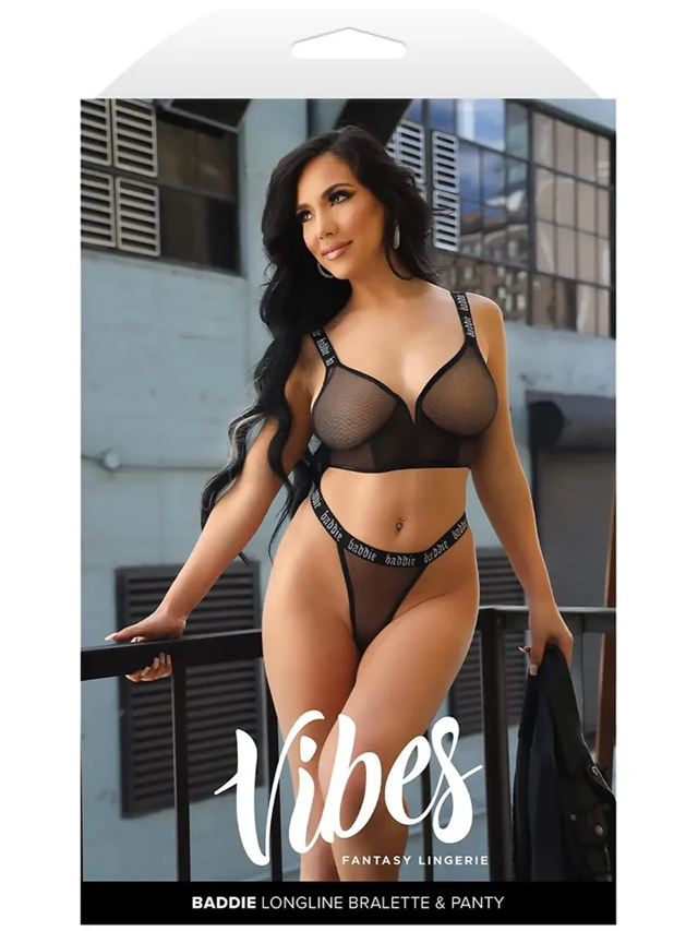 Baddie Longline Mesh Bralette & Panty