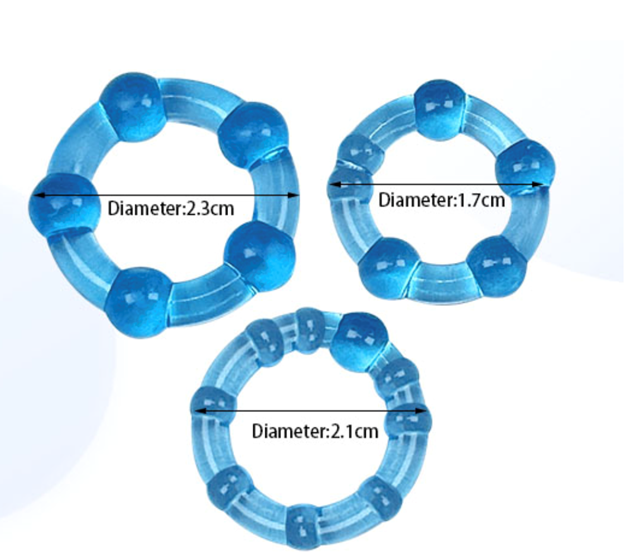 Beaded Ring Set 3-Pack Blue