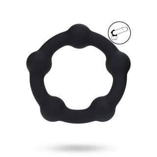 Beaded Silicone Cockring - L - 45mm - Black