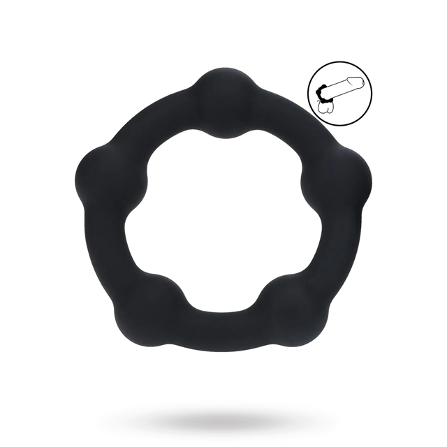 Beaded Silicone Cockring - L - 45mm - Black