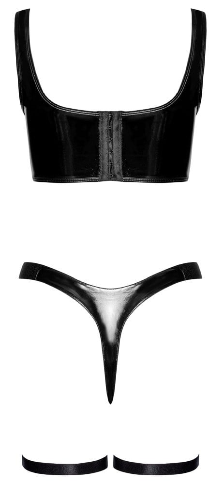 Vinyl Crop Top & Thong Set