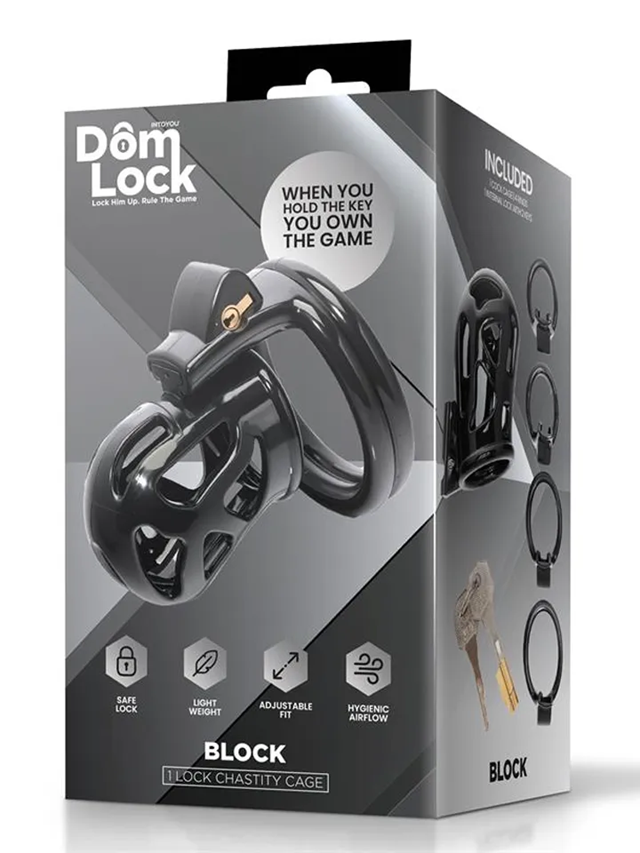 Block Chastity Cage With Internal Lock