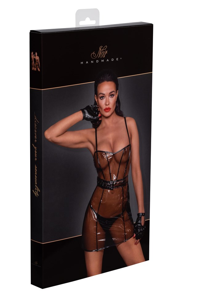 F262 Läpinäkyvä mekko ja musta vyö