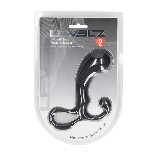 Bulb with Loop Silicone Prostate Massager - L - Black