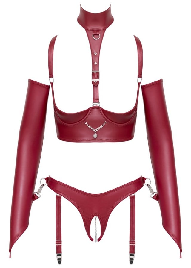 Open & Crotchless Bondage Set Red