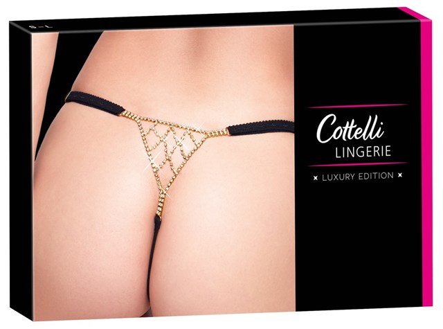 Black Thong With Rhinestones