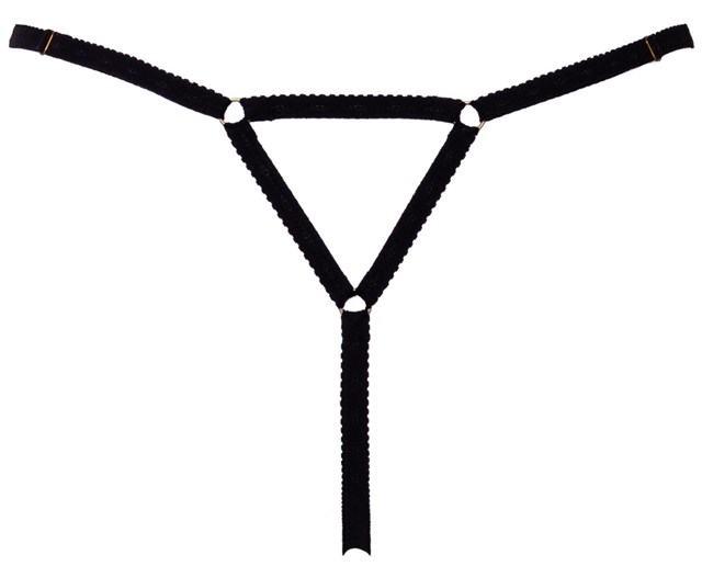 Crotchless String With Rhinestone Flowers
