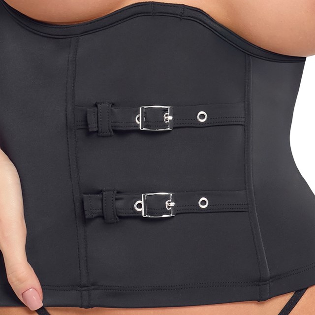 Open Cup Waist Corset Black