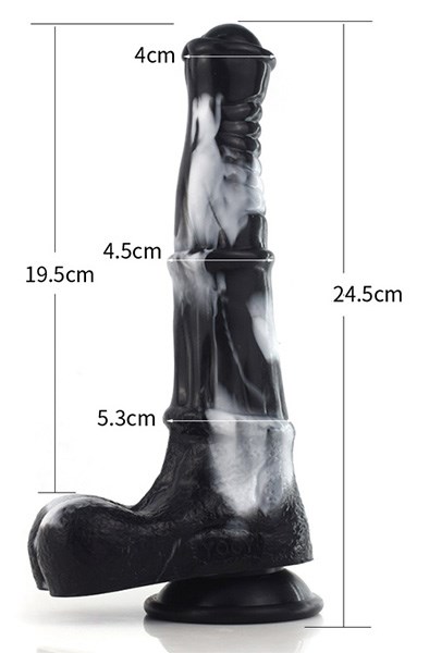 Dragon Dildo Equinus BlackWhite 24,5cm