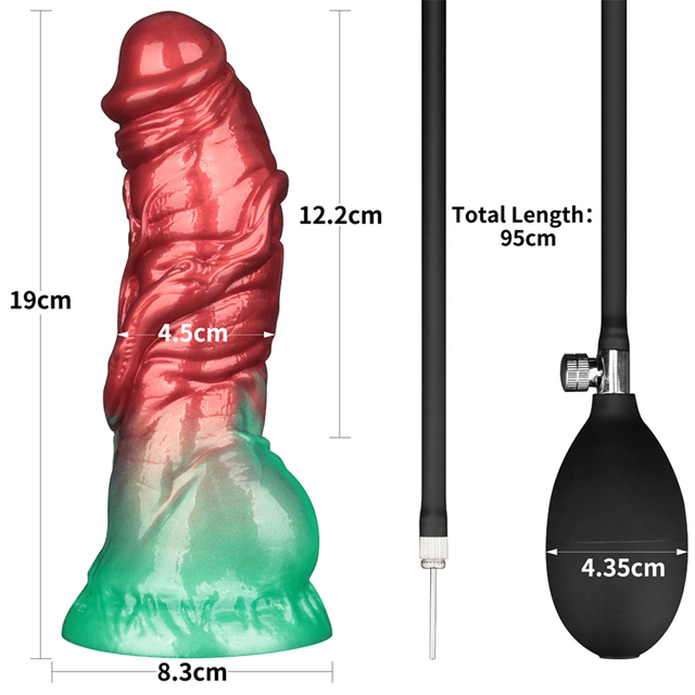 Dual Density Inflatable Dildo Red/Green 19 cm