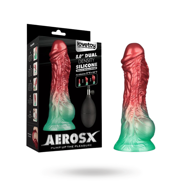 Dual Density Inflatable Dildo Red/Green 21 cm