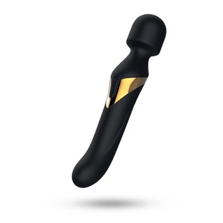 Vuxen Dual Orgasms 2-in-1 Massage Wand & Dildo - Black & Gold