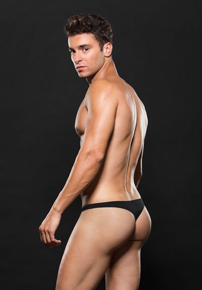 MICROFIBER LOWRISE ZIP THONG BLACK