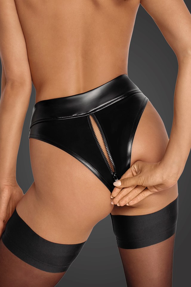 F260 Powerwetlook waisted panties with 2 way zipper