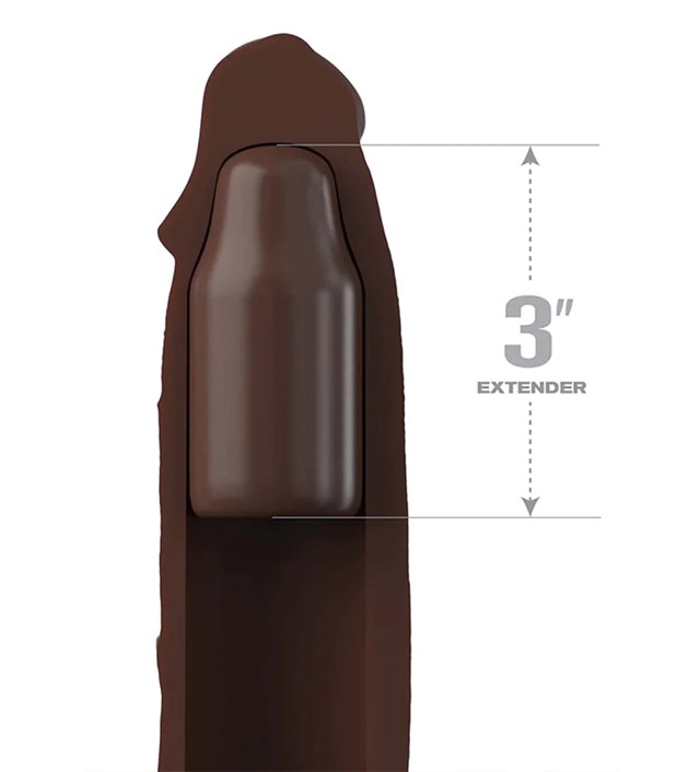 Fantasy X-tensions Elite - 3" Silicone X-tension with Strap - Brown