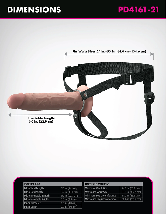 9" Hollow Silicone Strap-On