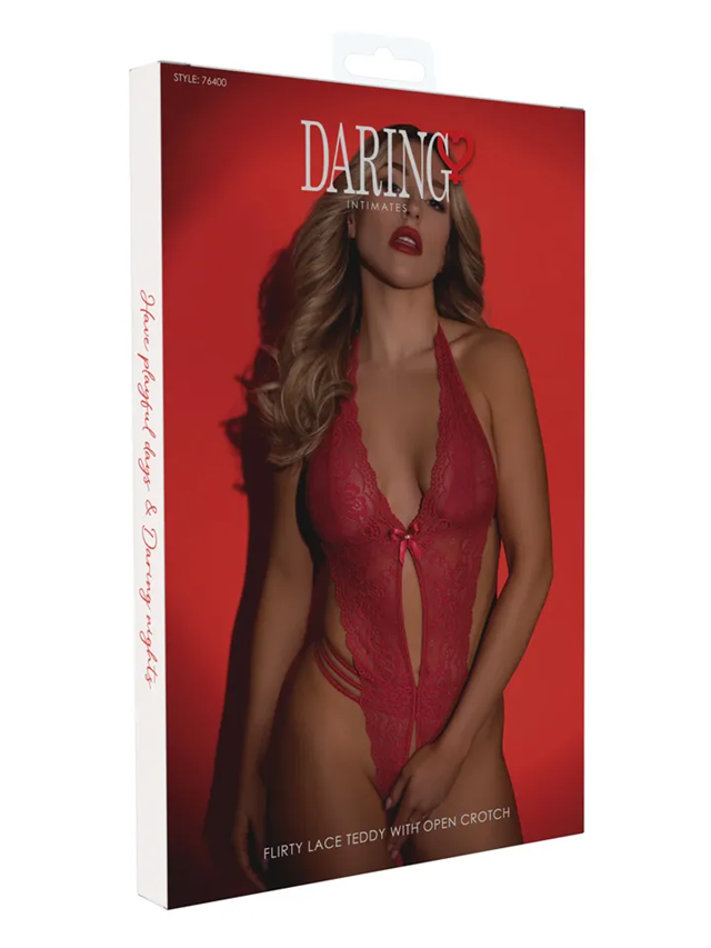 Flirty Lace Teddy With Open Crotch