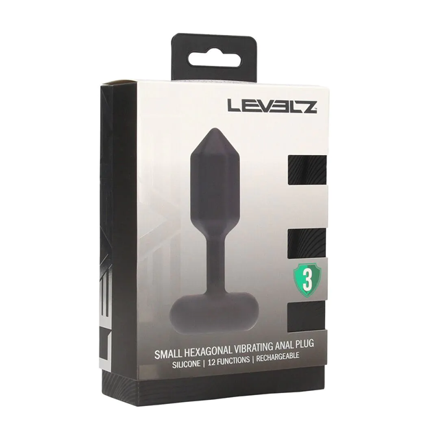 Hexagonal Vibrating Silicone Anal Plug - S - Black