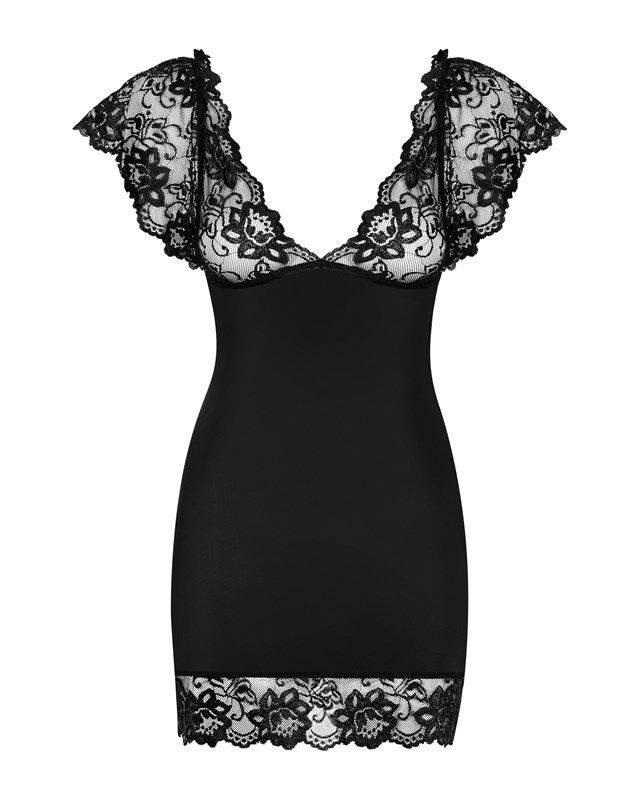IDILLIA - BLACK CHEMISE & THONG