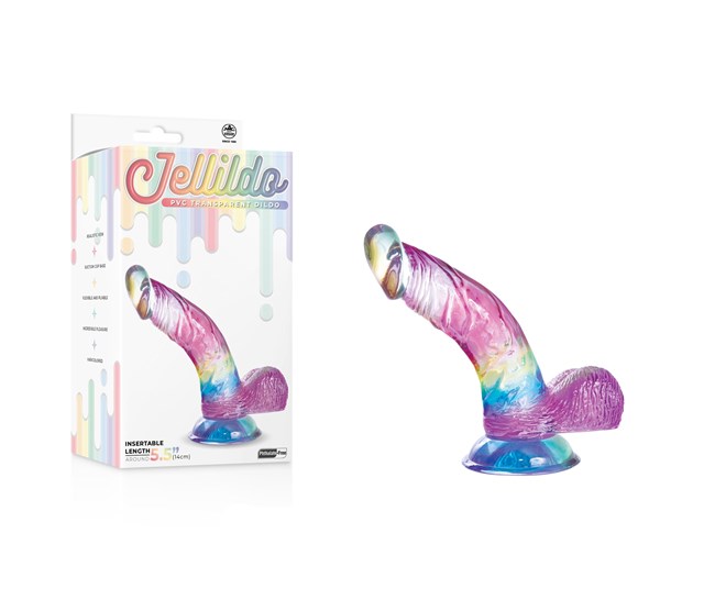 Jellildo Dildo Curved With Balls Multi