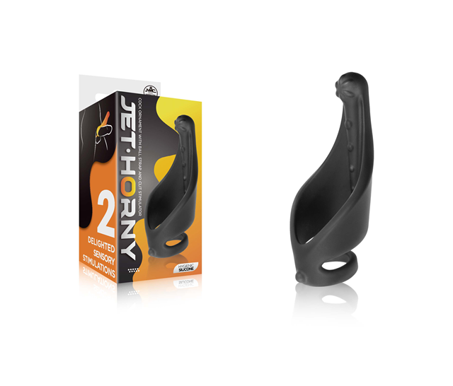 JET HORNY Cock Ring With Ball Strap & Clit Stimulator