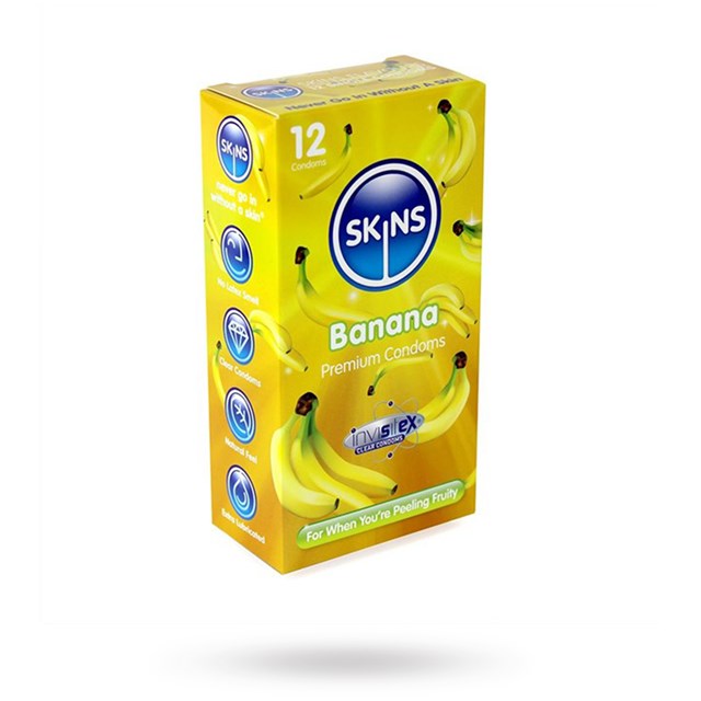 Banaanin makuiset kondomit 12-pack