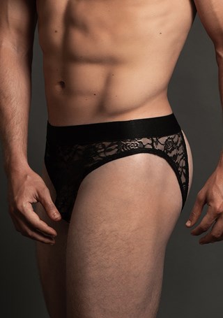 Lace Open Back Brief For Him
