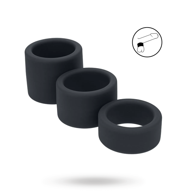 Liquid Silicone Ball Strap Set of 3 - S/M/L - Black