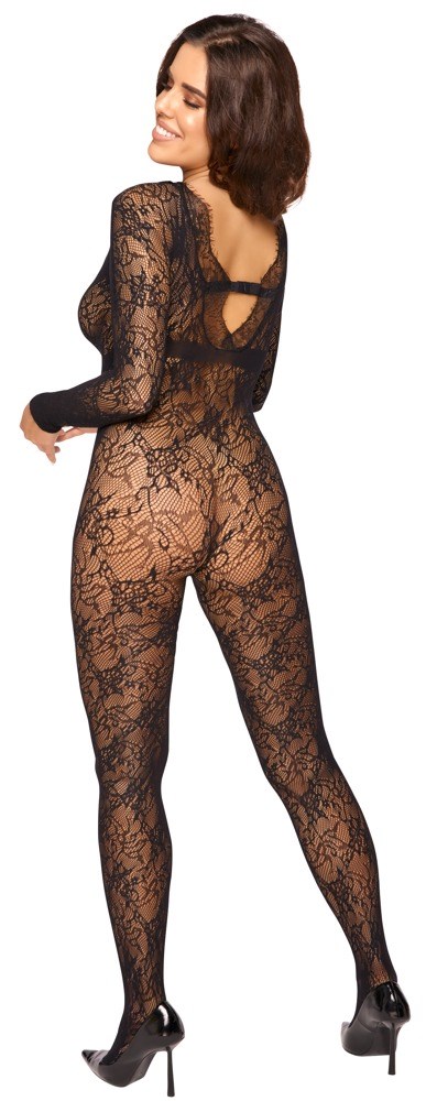 Long-sleeved Crotchless Catsuit Black