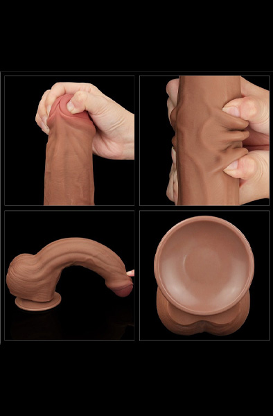 Sliding Skin Dual Layer Dildo Brown 29 cm
