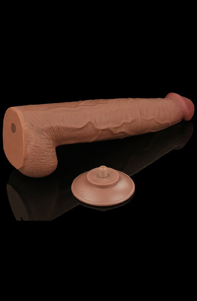 Sliding Skin Dual Layer Dildo Brown 34 cm