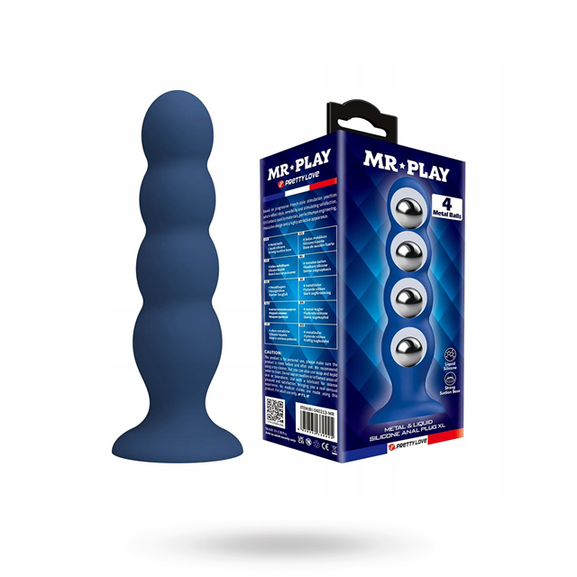 Metal & Silicone Anal Plug With 4 Metal Balls
