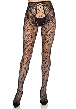 Net Tights With Crotchless Panty